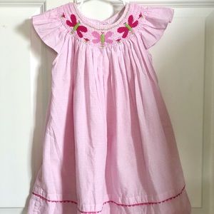 Pink Gingham Smocked Bishop dress